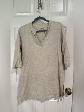 Light Beige Linen Tunic Top - Relaxed Women’s Tunic